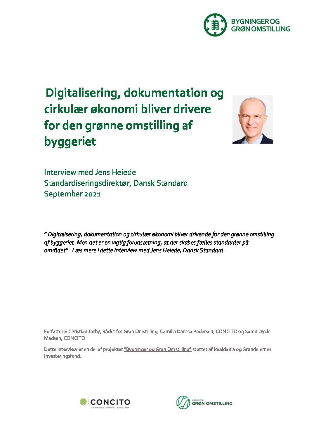 Interview: Digitalisering, dokumentation og cirkulærøkonomi, Jens Heiede, Standardiseringsdirektør, Dansk Standard