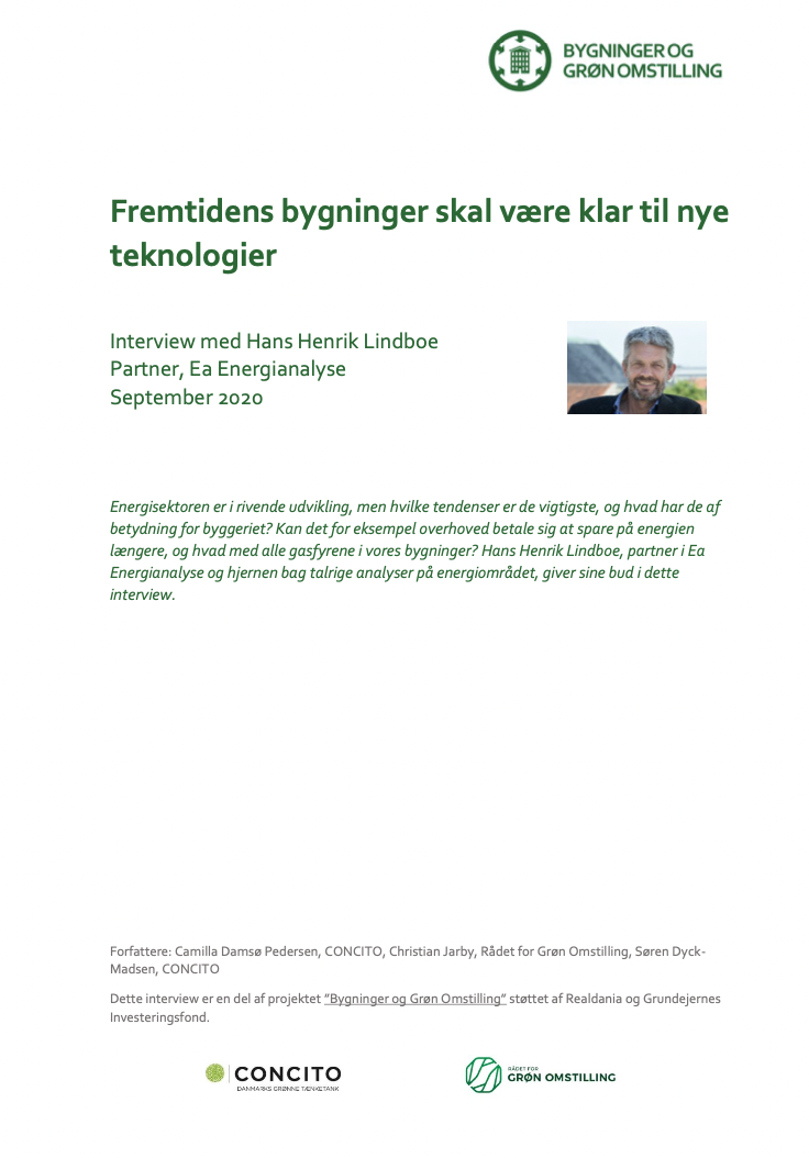 Interview: Fremtidens bygninger skal være klar til nye teknologier, Hans Henrik Lindboe, Partner, Ea Energianalyse