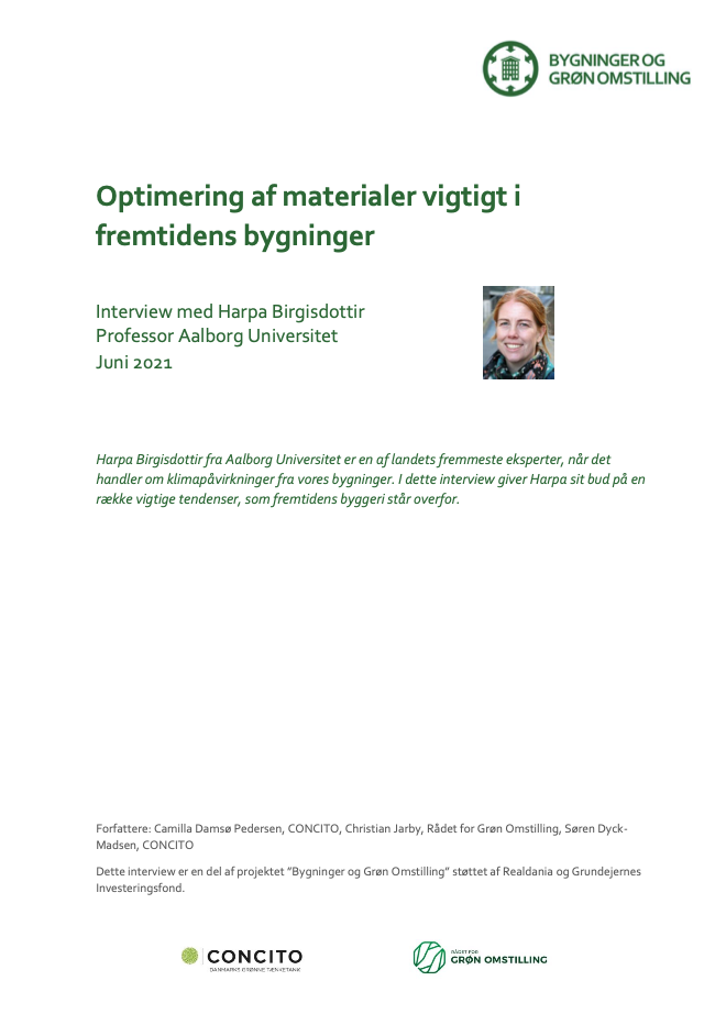 Interview: Optimering af materialer vigtigt i fremtidens bygninger, Harpa Birgisdottir, Professor Aalborg Universitet