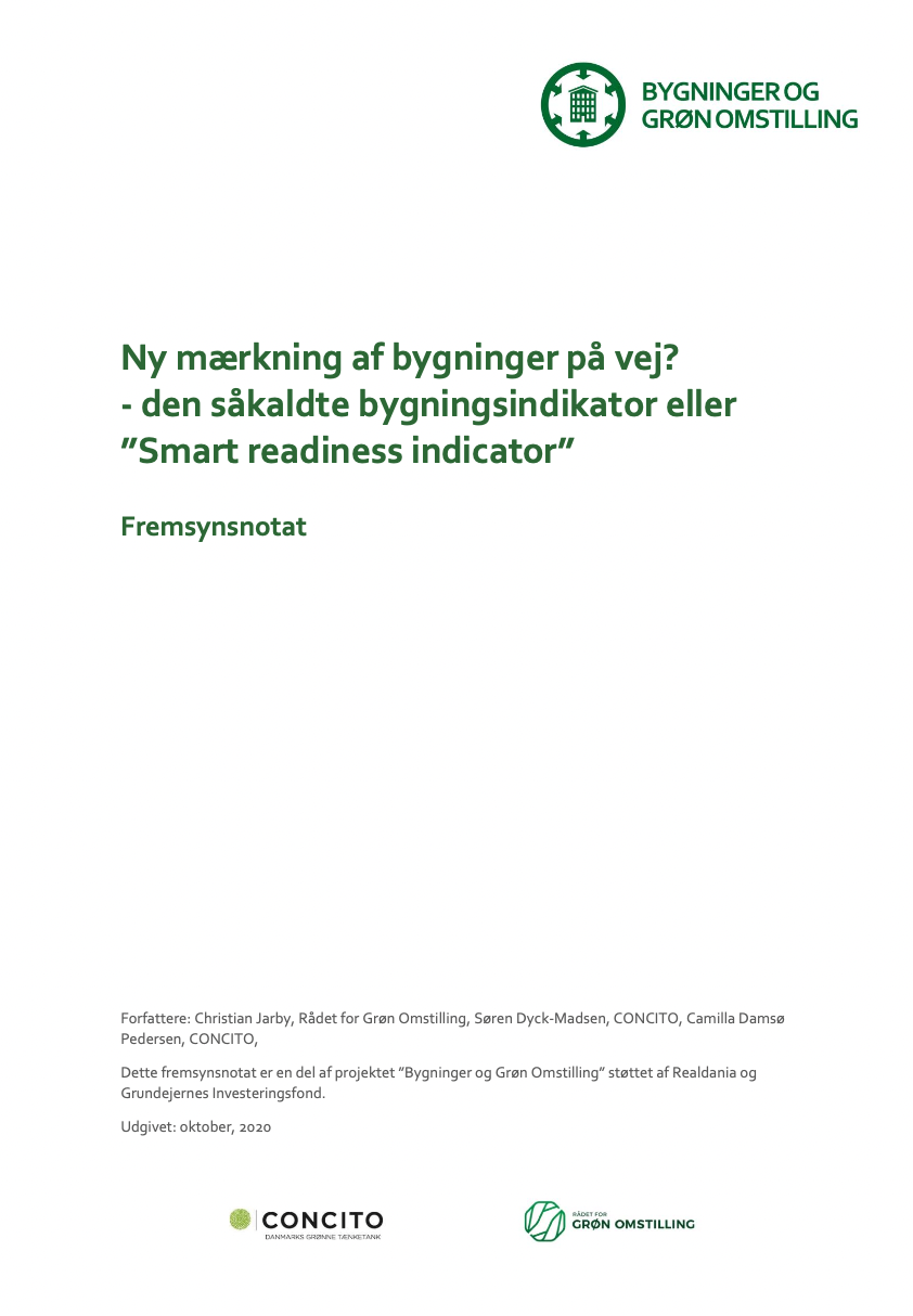 Fremsynsnotat: Ny mærkning af bygninger på vej? – den såkaldte bygningsindikator eller “Smart readiness indicator”