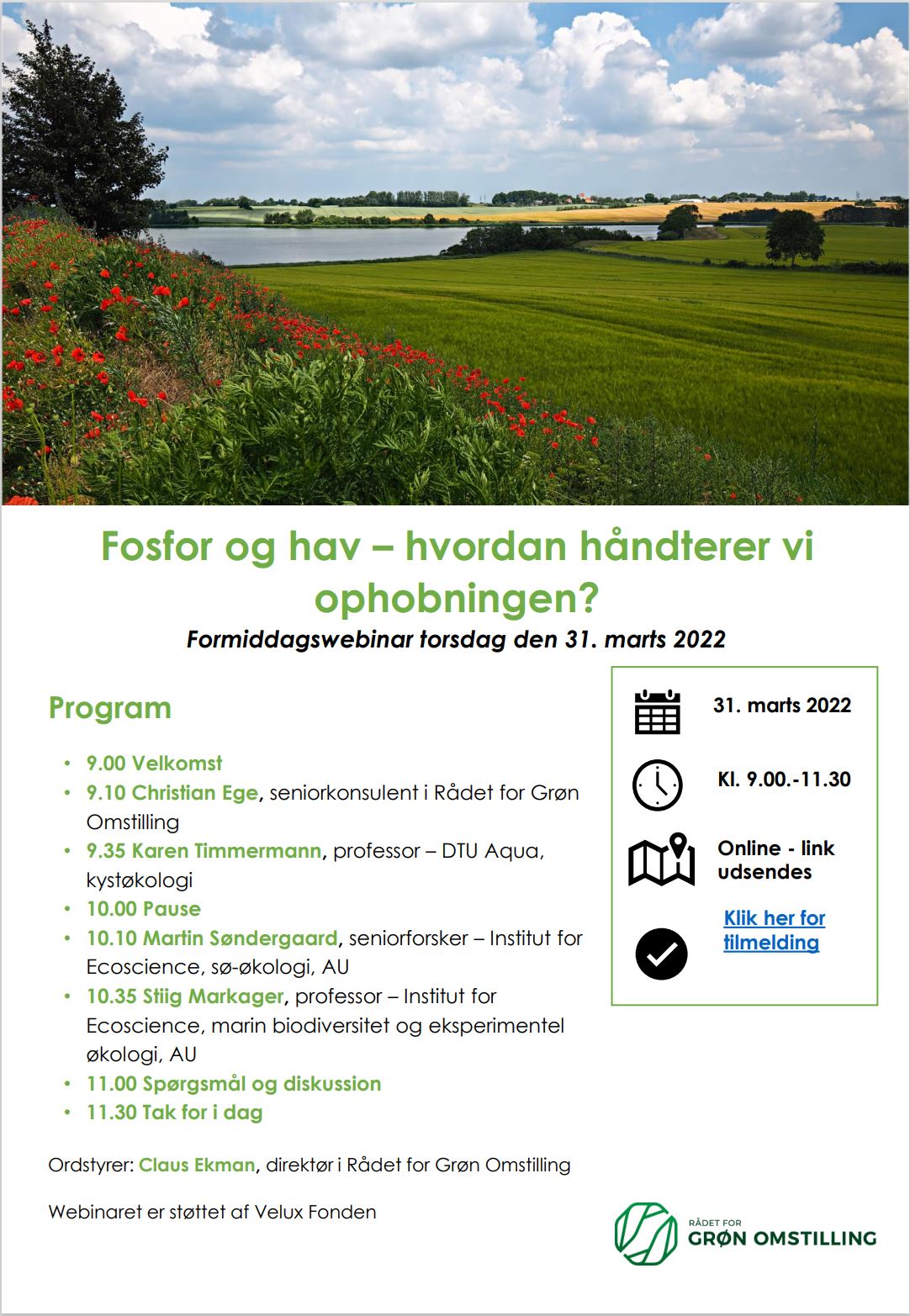 Program: Webinar “Fosfor og hav – hvordan håndterer vi ophobningen?”