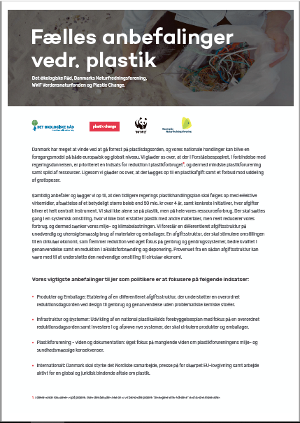 Fælles anbefalinger vedr. plastik