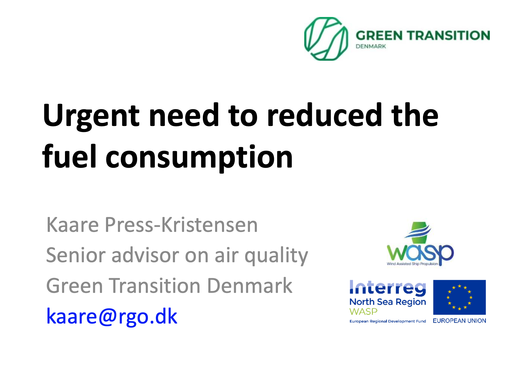 Præsentation: Urgent need to reduced the fuel consumption